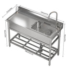 2026 Nuevo fregadero utilitario de acero inoxidable 47”ancho x 20”fondo x 37”alto independiente de un seno con grifo de agua fría y caliente para cocina lavandería restaurante garaje o jardín