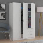 2026 Habitdesign Three Door and Three Drawer Wardrobe Closet, Artic White Finish, Measurements: 121 cm (W) x 180 cm (H) x 52 cm (D)
