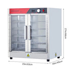 2026 Nuevo gabinete calentador de alimentos tipo hot box multifuncional de acero inoxidable con aislamiento térmico potencia 850W bandeja de agua puertas dobles transparentes diseño de 5 niveles