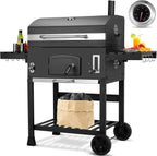 2026 Barbacoa de Carbon XXL, Parrilla de Carbón con Chimenea y Tapa, Parrilla con Carrito BBQ Smoker con Ruedas y Termómetro, Grande BBQ Carbon para Camping y Jardín