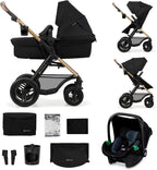 2026 Kinderkraft MOOV2 Silla de Coche 3 en 1, EVA, Mink PRO I-Size, Sistema de Viaje, Cochecito para Bebé, Silla de Paseo, Plegable, para Recién Nacido, Desde el Nacimiento hasta los 3 Años, Gris