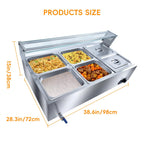 2026 Nuevo calentador de alimentos comercial de 6 bandejas 6×12QT mesa de vapor eléctrica con cubierta de vidrio templado equipo tipo baño maría de acero inoxidable para encimera control de temperatura 86 a 185 grados para catering y restaurantes