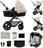 2026 Kinderkraft MOOV2 Silla de Coche 3 en 1, EVA, Mink PRO I-Size, Sistema de Viaje, Cochecito para Bebé, Silla de Paseo, Plegable, para Recién Nacido, Desde el Nacimiento hasta los 3 Años, Gris