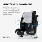 2026 Babify Onboard Silla de Coche Isofix para Bebés y Niños, 0 Meses - 12 Años, Apta Desde 40-150 cm, Ajustable 360º, Asiento Portátil y Seguro i-Size ECE R129 - Black edition