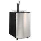 2026 Nuevo dispensador de cerveza de barril con un solo grifo refrigerador para barriles tamaño completo con estantes acero inoxidable bandeja de goteo y barandilla color plateado