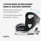 2026 Babify Onboard Silla de Coche Isofix para Bebés y Niños, 0 Meses - 12 Años, Apta Desde 40-150 cm, Ajustable 360º, Asiento Portátil y Seguro i-Size ECE R129 - Black edition