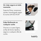 2026 Babify Onboard Silla de Coche Isofix para Bebés y Niños, 0 Meses - 12 Años, Apta Desde 40-150 cm, Ajustable 360º, Asiento Portátil y Seguro i-Size ECE R129 - Black edition