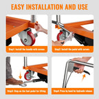 2026 Nuevo carrito de mesa elevador hidráulico de doble tijera capacidad 770 lb altura de elevación 14–59 pulgadas con superficie antideslizante para manejo de materiales color naranja