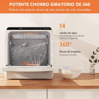 2026 Lavavajillas de encimera, Mini Lavavajillas Portatil, Pantalla LED, 6 Programas, Dos modos de suministro de agua, Cuidado de Bebés y lavado de Fruta, 45 CM