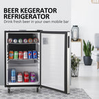 2026 Nuevo dispensador de cerveza de barril con un solo grifo refrigerador para barriles tamaño completo con estantes acero inoxidable bandeja de goteo y barandilla color plateado