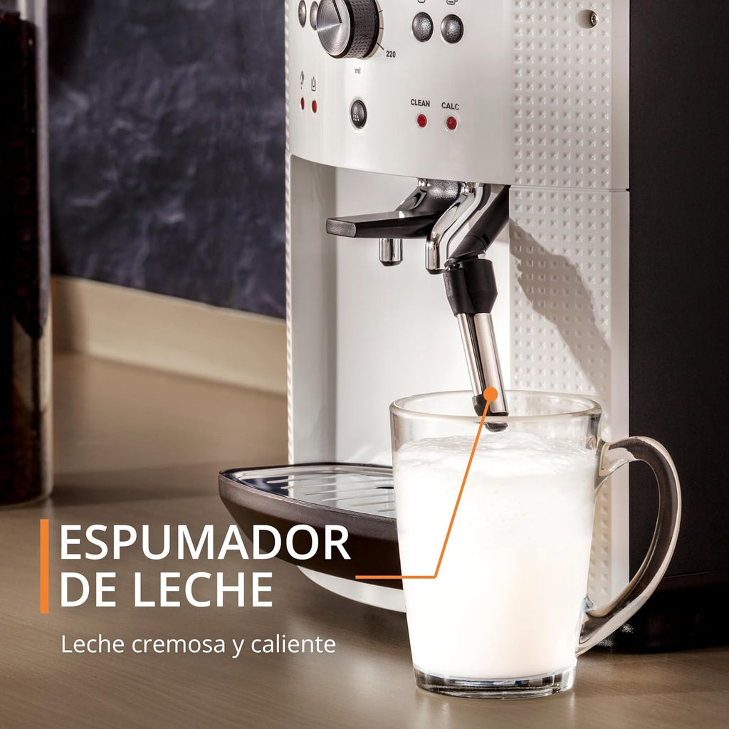 2026 Roma - Cafetera superautomática 15 bares de presión, 3 niveles intensidad café, cantidad ajustable 20 a 220ml, limpieza y descalcificación automático, molinillo integrado EA8105