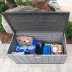 2026 Nuevo Lifetime 60384U caja de almacenamiento exterior 568 litros acabado gris