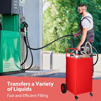 2026 Nuevo depósito portátil de combustible de 30 galones con bomba manual de doble sentido diseño móvil con 4 ruedas para coches camiones y embarcaciones