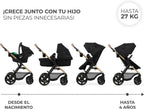 2026 Kinderkraft MOOV2 Silla de Coche 3 en 1, EVA, Mink PRO I-Size, Sistema de Viaje, Cochecito para Bebé, Silla de Paseo, Plegable, para Recién Nacido, Desde el Nacimiento hasta los 3 Años, Gris