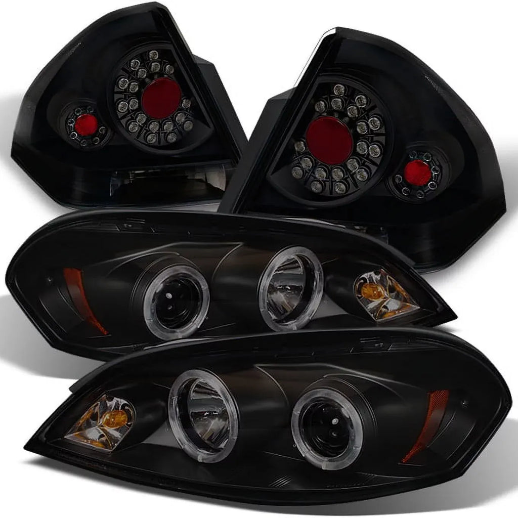 2026 Nuevo AKKON - Faros delanteros LED halo ahumados negros para Chevy Impala 2006-2013 + luces traseras LED