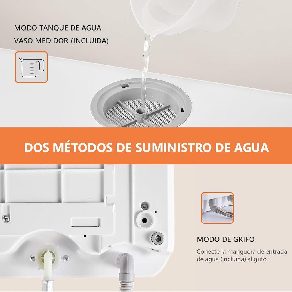 2026 Lavavajillas de encimera, Mini Lavavajillas Portatil, Pantalla LED, 6 Programas, Dos modos de suministro de agua, Cuidado de Bebés y lavado de Fruta, 45 CM