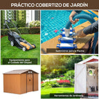 2026 Outsunny Caseta de Jardín Exterior 4,9 m² 277x195x192 cm Cobertizo de Jardín Exterior con Puerta Corredera Techo Inclinado Base Refuerzo (Suelo NO Incluido) y 4 Ventanas Amarillo