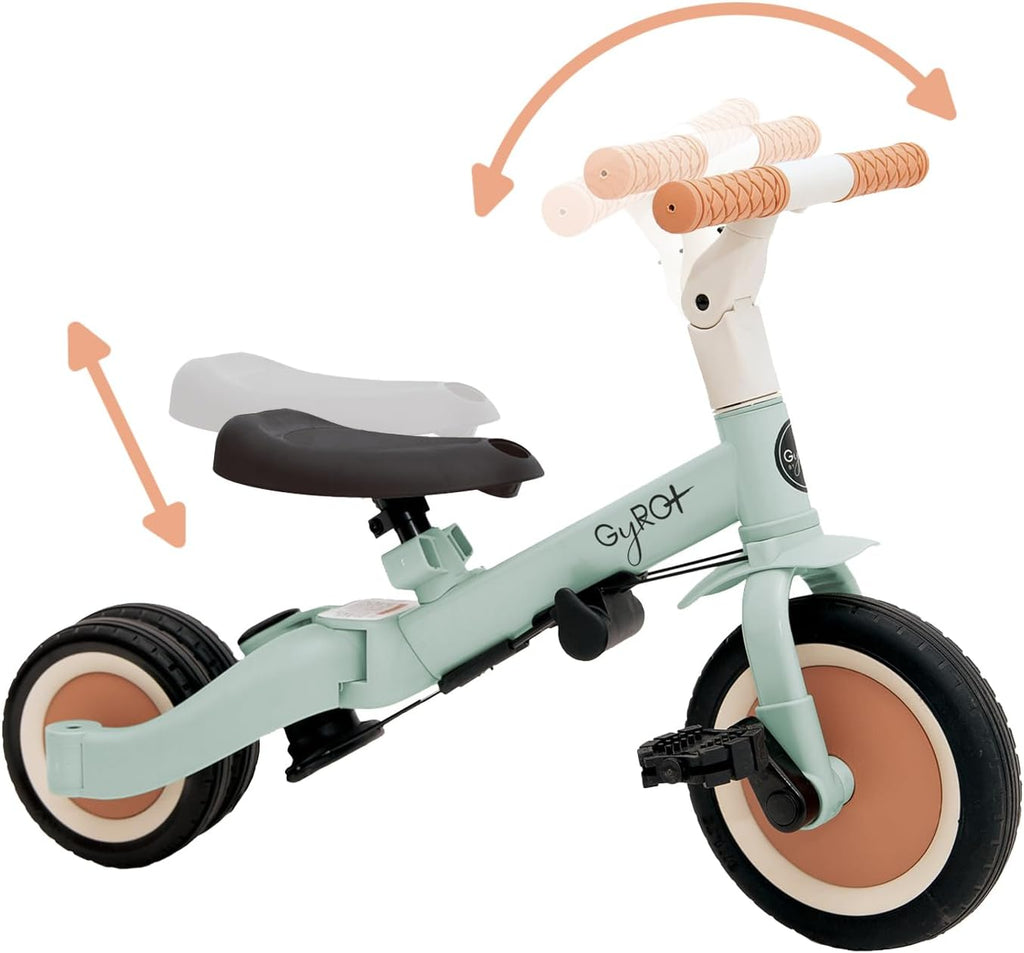 2026 Olmitos - Triciclo Evolutivo de Bebé 5 en 1 GYRO + - Bicicleta Niños Desde 1 Año hasta 5 años - De Triciclo a Bicicleta con o sin Pedales – Adaptable y transformable (Gyro +, Verde)