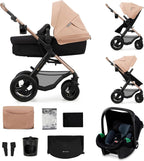 2026 Kinderkraft MOOV2 Silla de Coche 3 en 1, EVA, Mink PRO I-Size, Sistema de Viaje, Cochecito para Bebé, Silla de Paseo, Plegable, para Recién Nacido, Desde el Nacimiento hasta los 3 Años, Gris