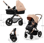 2026 Kinderkraft MOOV2 Silla de Coche 3 en 1, EVA, Mink PRO I-Size, Sistema de Viaje, Cochecito para Bebé, Silla de Paseo, Plegable, para Recién Nacido, Desde el Nacimiento hasta los 3 Años, Gris