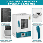 2026 Nuevo incubador de laboratorio de 20L 110V 400W incubadora para bacterias con puerta acrílica transparente rango RT-65 grados incubador digital científico mini incubador de 0.75 pies cúbicos para germinación de semillas y uso médico