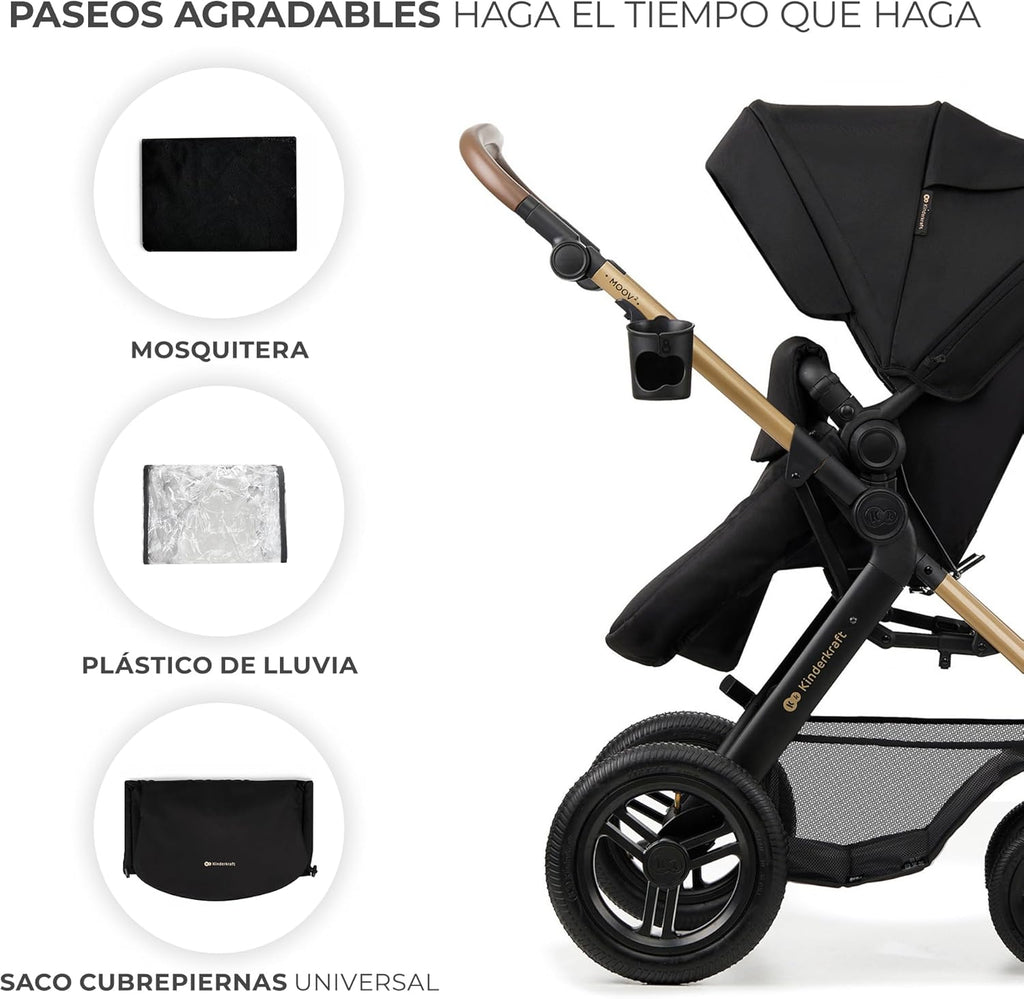 2026 Kinderkraft MOOV2 Silla de Coche 3 en 1, EVA, Mink PRO I-Size, Sistema de Viaje, Cochecito para Bebé, Silla de Paseo, Plegable, para Recién Nacido, Desde el Nacimiento hasta los 3 Años, Gris