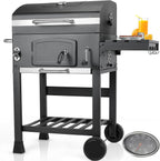 2026 Barbacoa de Carbon XXL, Parrilla de Carbón con Chimenea y Tapa, Parrilla con Carrito BBQ Smoker con Ruedas y Termómetro, Grande BBQ Carbon para Camping y Jardín