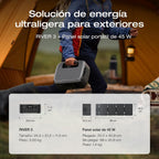 2026 Estación de energía portátil EF EcoFlow RIVER 3 con panel solar 45 W, batería LFP 245 Wh, salida 600 W, eficiencia con GaN que duplica la duración, SAI en