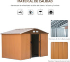2026 Outsunny Caseta de Jardín Exterior 4,9 m² 277x195x192 cm Cobertizo de Jardín Exterior con Puerta Corredera Techo Inclinado Base Refuerzo (Suelo NO Incluido) y 4 Ventanas Amarillo