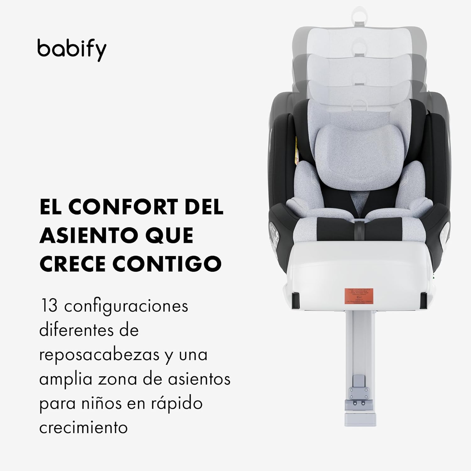 2026 Babify Onboard Silla de Coche Isofix para Bebés y Niños, 0 Meses - 12 Años, Apta Desde 40-150 cm, Ajustable 360º, Asiento Portátil y Seguro i-Size ECE R129 - Black edition