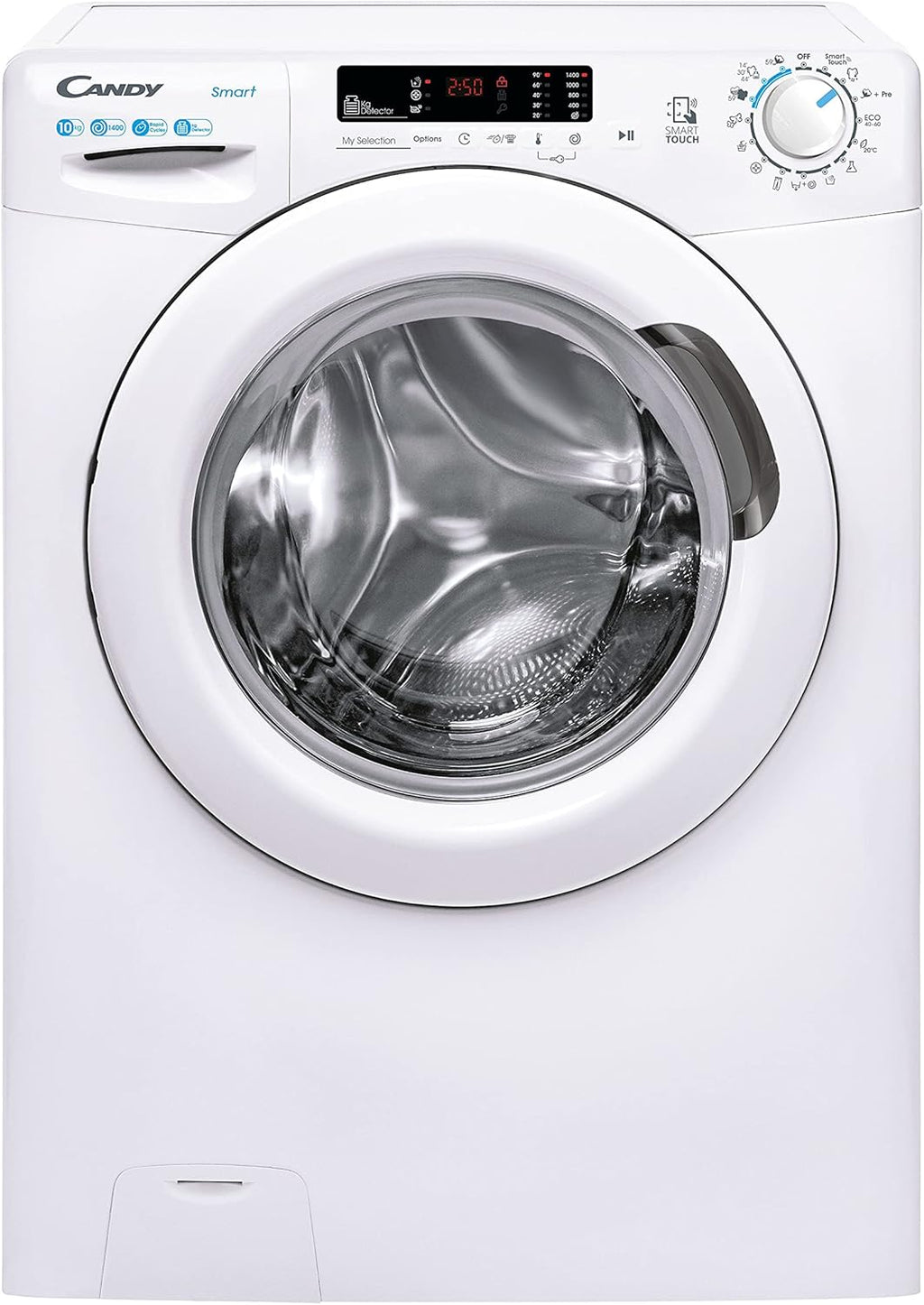 2026 Smart CS 14102DE/1-S, Lavadora 10 KG, 1400 RPM, Pantalla Digital y Mando, Tecnología NFC, Asistente de Voz, 15 Ciclos, 5 Rápidos, Planchado Fácil, Inicio Diferido 24H, Detector KG, 81 DB, Blanco
