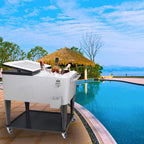 2026 Nuevo 80 Quart carrito enfriador con ruedas para patio exterior terraza y fiestas carrito portátil para bebidas y hielo