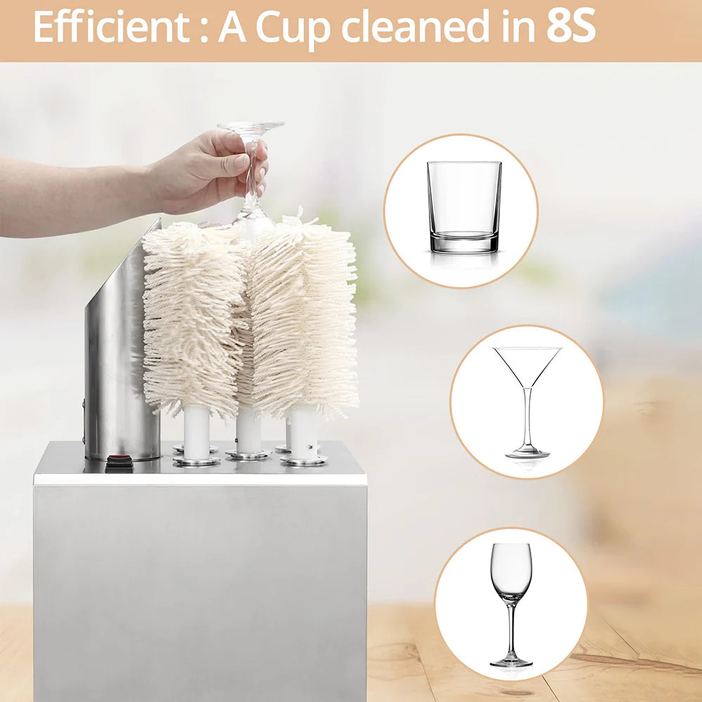 2026 Nuevo pulidor de copas comercial eléctrico pulidor de copas de vino con 5 cepillos de pulido acero inoxidable para bares restaurantes hoteles cocinas y bodegas
