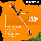 2026 FUXTEC Desbrozadora profesional de gasolina de 62 cc, 3,5 CV, Multiherramienta 2en1, con correa para el hombro, sistema antivibratorio recortadora multifunción Motor 2 tiempos