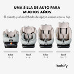 2026 Babify Onboard Silla de Coche Isofix para Bebés y Niños, 0 Meses - 12 Años, Apta Desde 40-150 cm, Ajustable 360º, Asiento Portátil y Seguro i-Size ECE R129 - Black edition