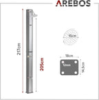 2026 Arebos Ducha Solar | 35 litros | 216cm | con termómetro Integrado | Incl.Portada | Cabezal de Ducha Redondo | con Ducha de pies | Ducha de jardín con conexión para Manguera de jardín | Negro