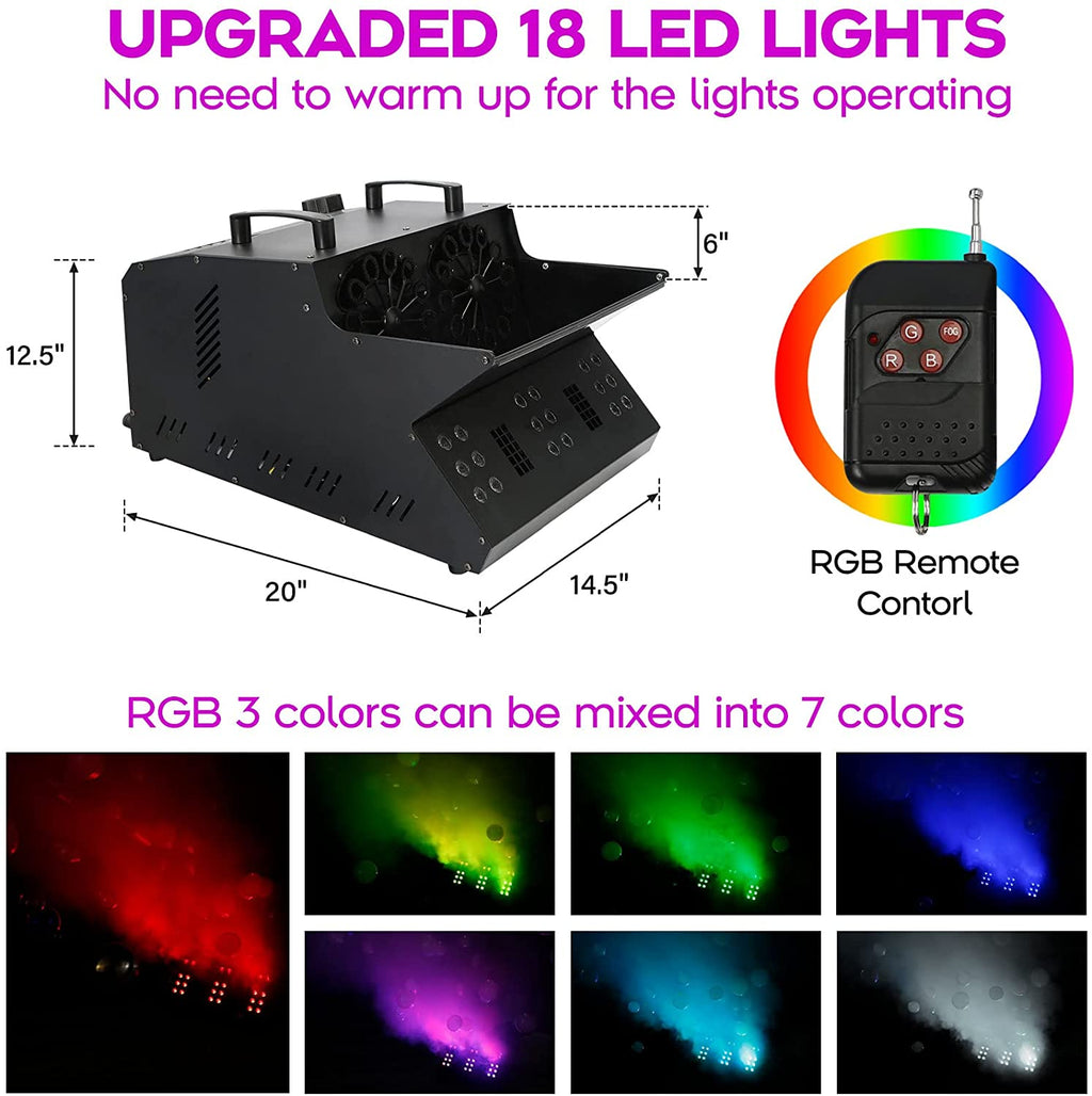 2026 Nuevo TC-Home máquina de efectos 3 en 1 de niebla y burbujas con luces LED RGB DMX y ventiladores dobles