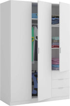 2026 Habitdesign Three Door and Three Drawer Wardrobe Closet, Artic White Finish, Measurements: 121 cm (W) x 180 cm (H) x 52 cm (D)