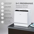 2026 Mini lavavajillas compacto, para usar con o sin grifo, 43 cm de ancho, para 4 juegos, apto para camping, portatil, 175 kWh/año, Libre instalación, blanco
