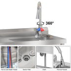 2026 Nuevo fregadero utilitario de acero inoxidable 47”ancho x 20”fondo x 37”alto independiente de un seno con grifo de agua fría y caliente para cocina lavandería restaurante garaje o jardín