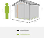 2026 Outsunny Caseta de Jardín Exterior 4,9 m² 277x195x192 cm Cobertizo de Jardín Exterior con Puerta Corredera Techo Inclinado Base Refuerzo (Suelo NO Incluido) y 4 Ventanas Amarillo