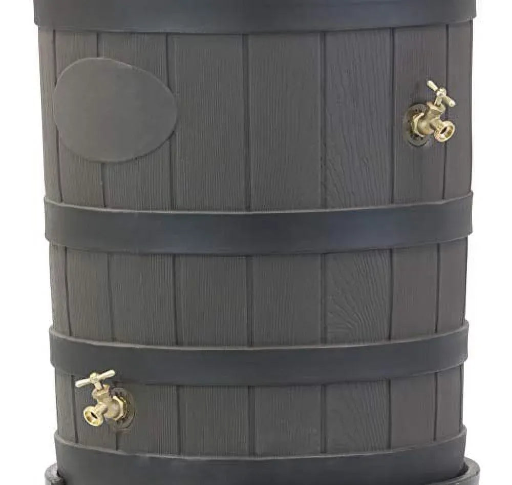 2026 Nuevo Good Ideas Rain Wizard barril de lluvia estilo roble americano con textura de piedra capacidad 50 galones