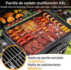 2026 Barbacoa de Carbon XXL, Parrilla de Carbón con Chimenea y Tapa, Parrilla con Carrito BBQ Smoker con Ruedas y Termómetro, Grande BBQ Carbon para Camping y Jardín