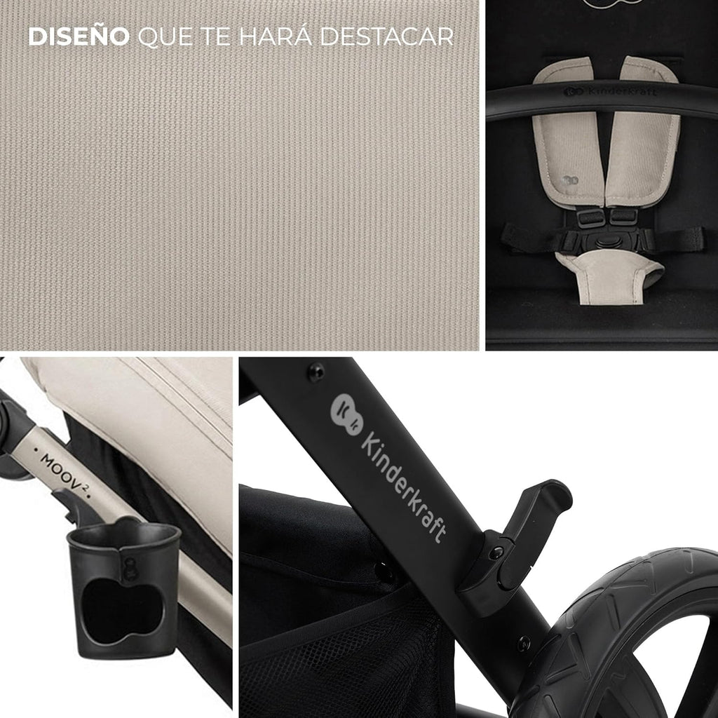 2026 Kinderkraft MOOV2 Silla de Coche 3 en 1, EVA, Mink PRO I-Size, Sistema de Viaje, Cochecito para Bebé, Silla de Paseo, Plegable, para Recién Nacido, Desde el Nacimiento hasta los 3 Años, Gris
