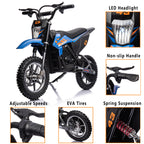 2026 Nuevo moto eléctrica de cross para niños 36V 350W 15.5 mph LED capacidad máxima 175 lb color azul