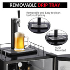 2026 Nuevo dispensador de cerveza de barril con un solo grifo refrigerador para barriles tamaño completo con estantes acero inoxidable bandeja de goteo y barandilla color plateado