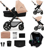 2026 Kinderkraft MOOV2 Silla de Coche 3 en 1, EVA, Mink PRO I-Size, Sistema de Viaje, Cochecito para Bebé, Silla de Paseo, Plegable, para Recién Nacido, Desde el Nacimiento hasta los 3 Años, Gris