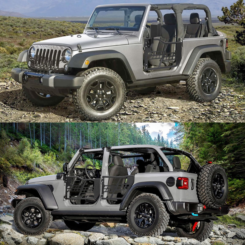 2026 Nuevas puertas tubulares todoterreno tipo safari compatibles con Wrangler JL 4 puertas 2018 a 2023 juego de 4 medias puertas estilo tubo para aventura