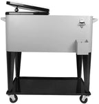 2026 Nuevo 80 Quart carrito enfriador con ruedas para patio exterior terraza y fiestas carrito portátil para bebidas y hielo