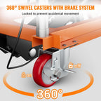 2026 Nuevo carrito de mesa elevador hidráulico de doble tijera capacidad 770 lb altura de elevación 14–59 pulgadas con superficie antideslizante para manejo de materiales color naranja
